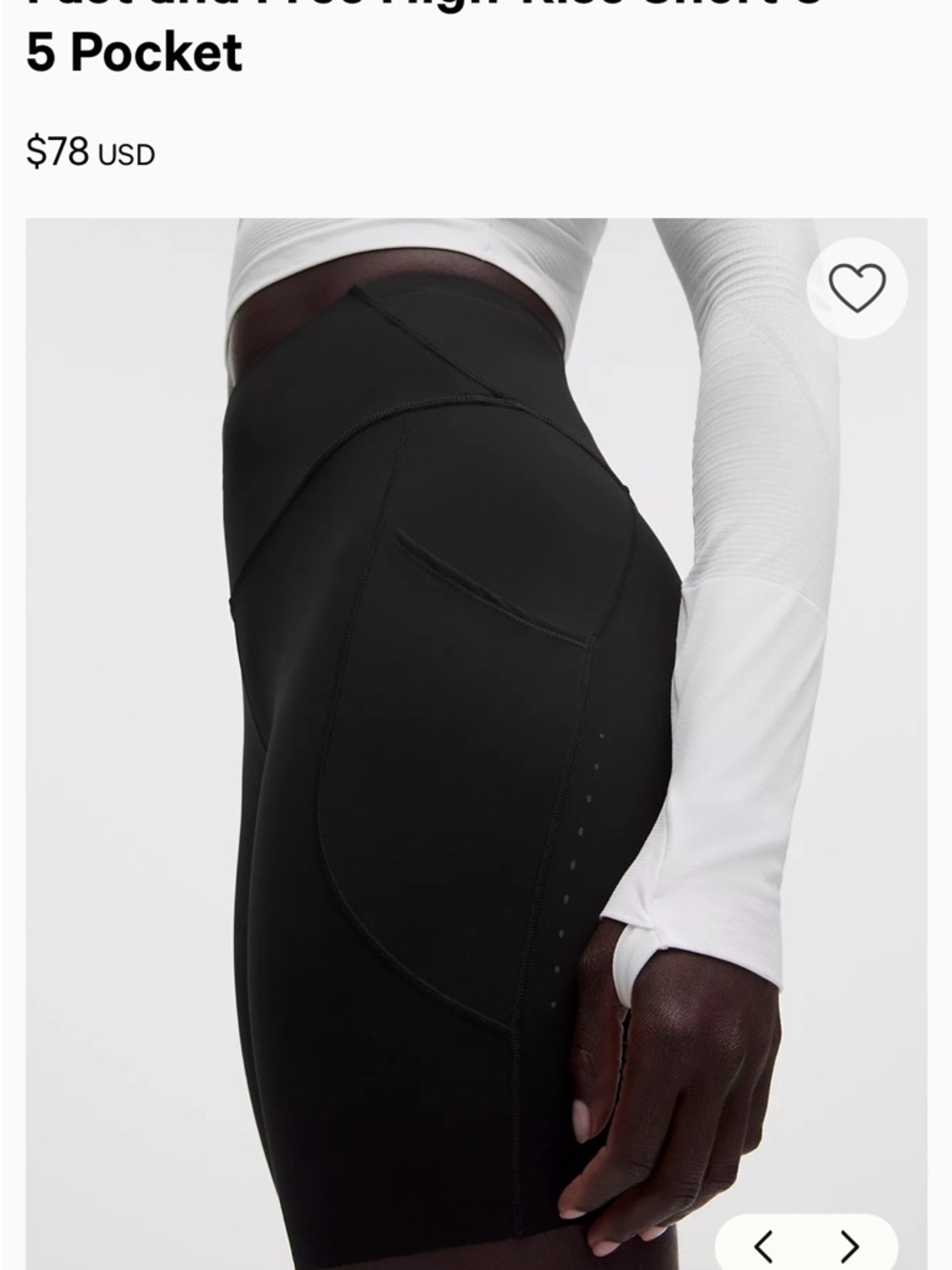 lululemon athletica Black Fast and Free HR 8" Pockets Shorts Tag